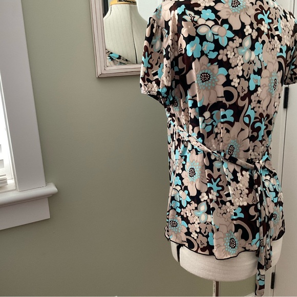 LAURA TEAL MUTI COLOUR FLORAL TOP - Picture 3 of 11